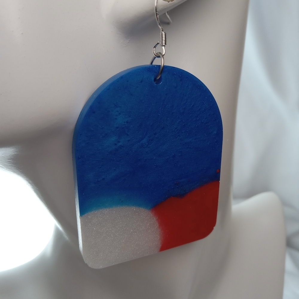 Blue and Red Statement Earrings